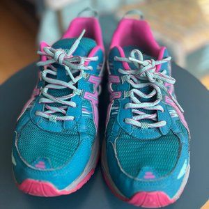 Asics Walking Shoe Size 12 Blue Pink Grey
